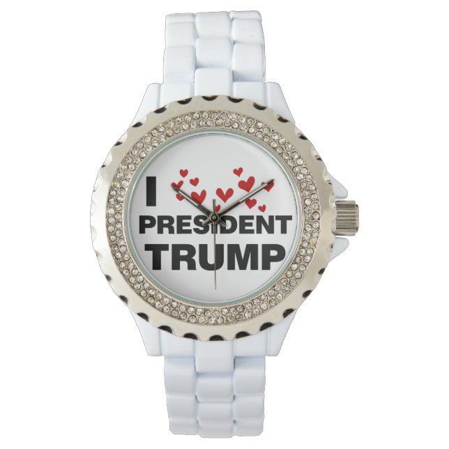 Relógio Eu Amo O Presidente Trump Hearts (Frente)