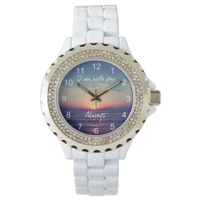 Relógio Eu estou com você sempre Bíblia Verso (Frente)