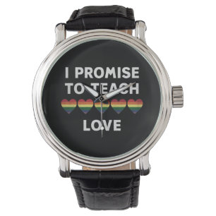 Relógio Eu Prometo Ensinar Amor Orgulho LGBT-Q Orgulhoso P