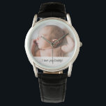 Relógio Eu te amo pai personalizado dia de os pais de foto<br><div class="desc">Personalize e personalize este relógio para pai com a foto do seu bebê. Apresentando as palavras "Eu te amo pai!" que você também pode personalizar se quiser. Perfeito para novos papais no primeiro dia de os pais.</div>
