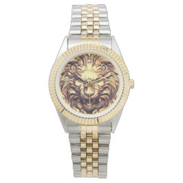 Relógio eWatch Cabeça de Leão Dourado Rugindo