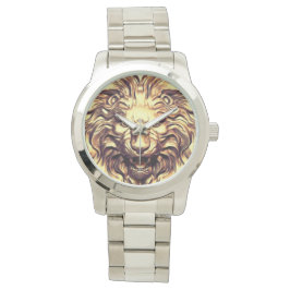 Relógio eWatch Cabeça de Leão Dourado Rugindo