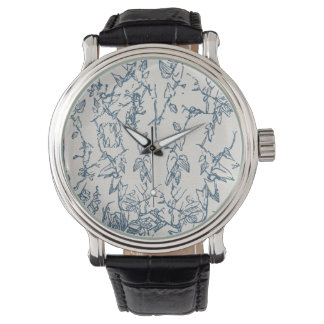 Relógio eWatch com Padrão de Desenho Floral Azul V