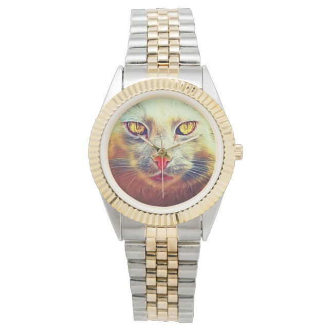 Relógio eWatch de Ouro de gato bonito (Frente)