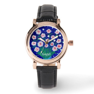 Relógio eWatch Floral Pintado à Mão com Estilo