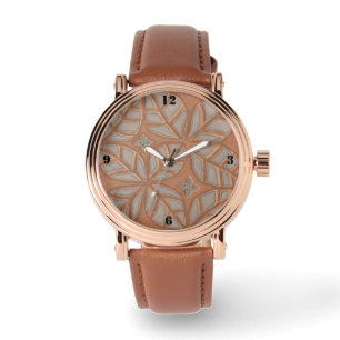 Relógio eWatch masculino com rosa de ouro e rosto de cobre