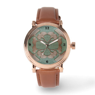 Relógio eWatch masculino com rosto verde e Cobre Gingko