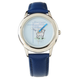 Relógio Excelente Neto Baptism Blue Lamb Personalizado