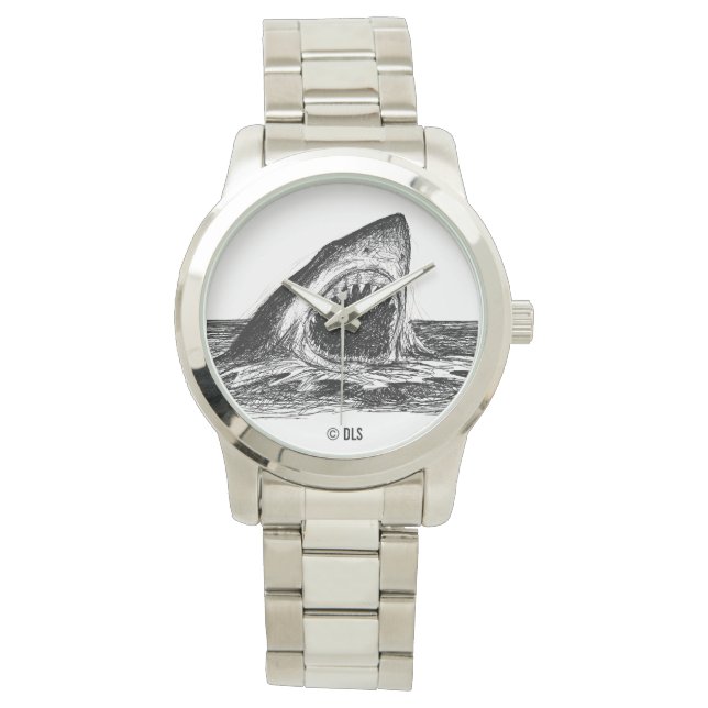 Relógio EXCELENTE OPEN JAWS White Shark Watch (Frente)