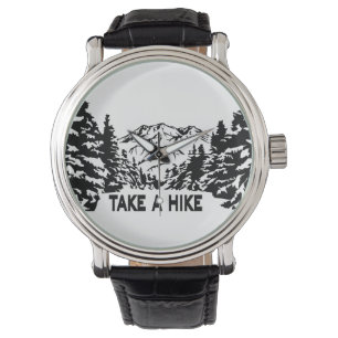 Relógio Faça uma citação de Hike, paisagem monocromática d
