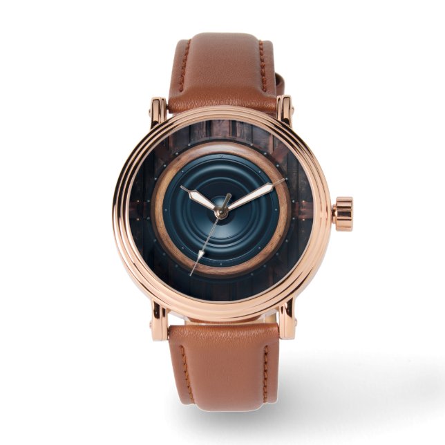 Relógio Face de subwoofer 3D com acabamento em madeira (Frente)