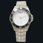 Relógio Face Personalizada do Monograma<br><div class="desc">Dê um presente que ele realmente guardará (e vestirá!) e lembre-se de quem o deu a ele cada vez que ele verificar a hora.</div>