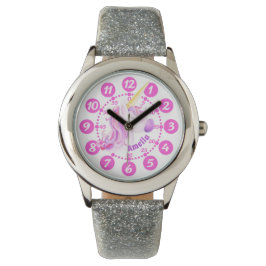 Relógio fácil de ler para crianças de arte roxa do