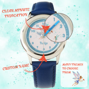 Relógio Fada Elegante Azul Personalizada Crianças do Tempo