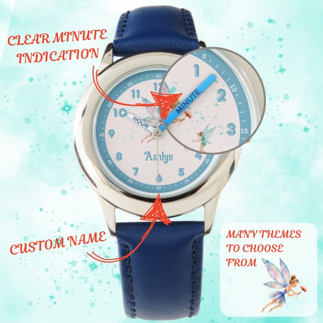 Relógio Fada Elegante Azul Personalizada Crianças do Tempo (Criador carregado)