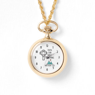 Relógio Faith Mover Montanhas Citação Bíblica Cristã