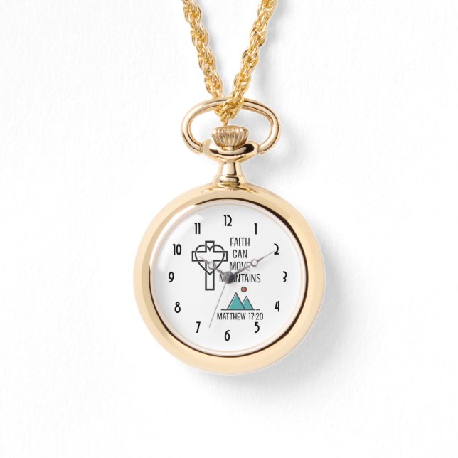 Relógio Faith Mover Montanhas Citação Bíblica Cristã (Frente)