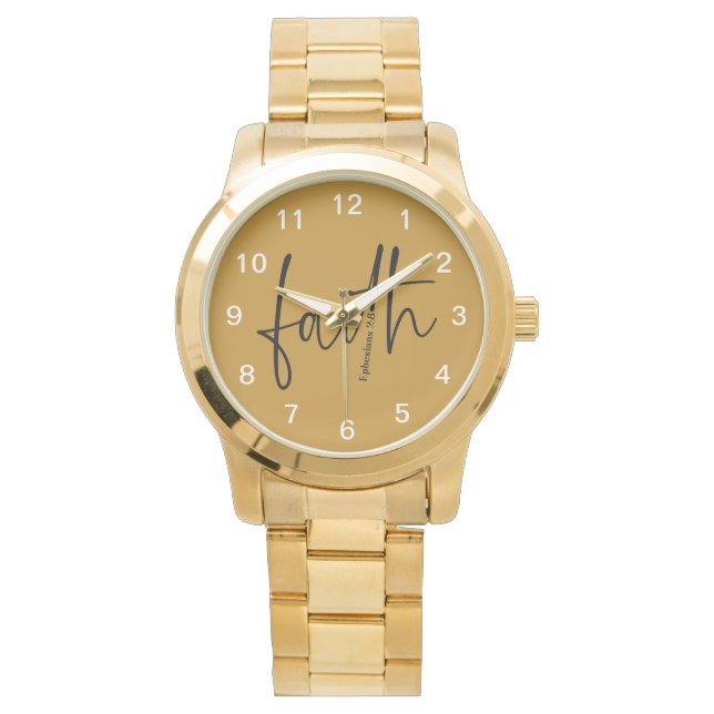 Relógio Faith Simples Bíblia Verse Quote Tipografia Preta (Frente)