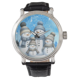 Relógio Família bonitinha de neve na neve