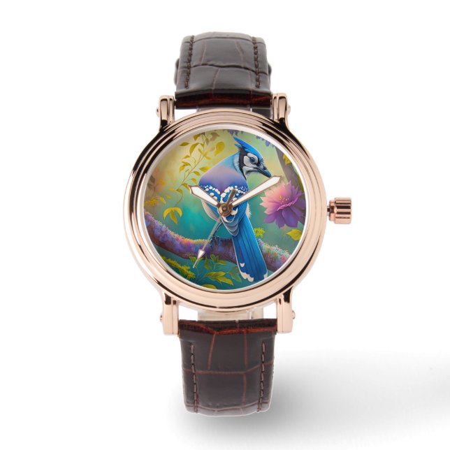 Relógio Fantasy Birds Blue Jay (Frente)