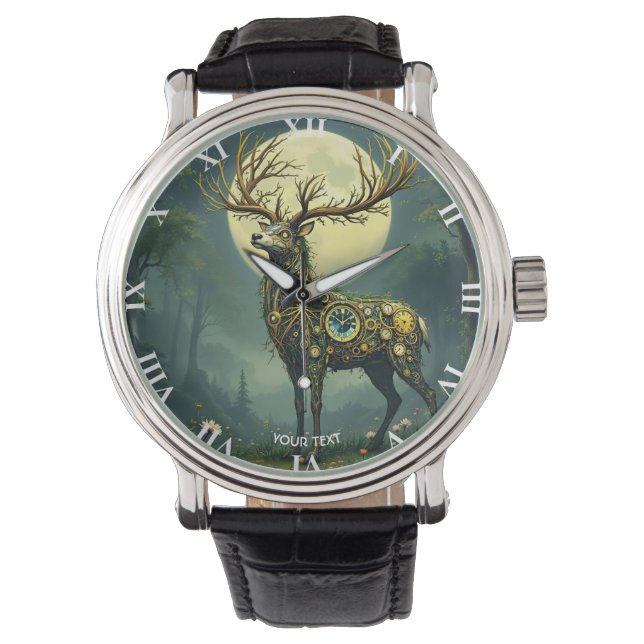 Relógio Fantasy Cute Steampunk Deer Forest (Frente)