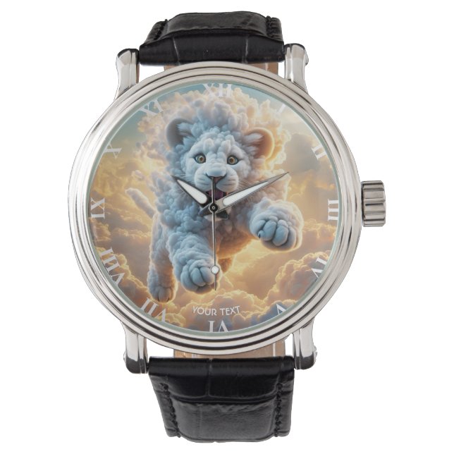 Relógio Fantasy Cute Vivid Pulando Lion Cloud (Frente)