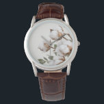Relógio Farmhouse Cotton Botanical Watch Neutral Rustic<br><div class="desc">A soft cotton botanical design gives this watch a warm farmhouse aesthetic. Featuring delicate cotton blossoms in neutral tones, this piece blends rustic charm with timeless style. Perfect for everyday wear or as a thoughtful gift, the natural cotton artwork pairs beautifully with farmhouse, cottage, and country-inspired fashion. A subtle and...</div>