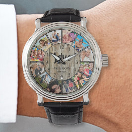 Relógio Farmhouse Russo de Colagem de Fotos Personalizada