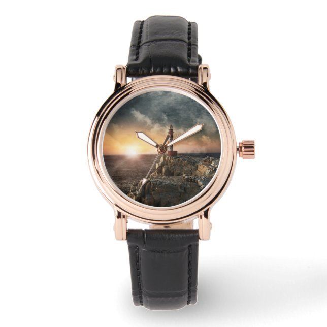 Relógio Faróis | Farol vermelho e branco (Frente)