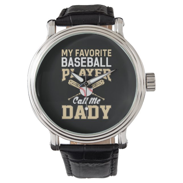Relógio Father's Day Baseball Player Call Me Dad (Frente)
