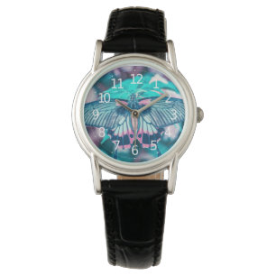 Relógio Fechamento da Borboleta Teal Elegante Women's Wat