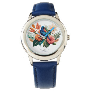 Relógio Felicidade tropical: Fusão vibrante da Flora