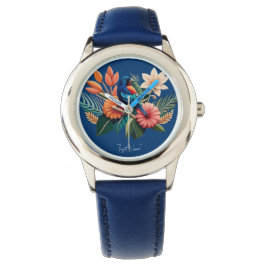 Relógio Felicidade tropical: Fusão vibrante da Flora