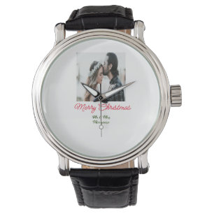 Relógio Feliz casal de Natal - adicione nome feliz holida