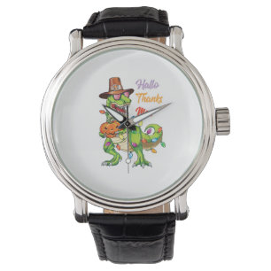 Relógio Feliz Hallothanksmas T Rex Halloween Ação de Graça