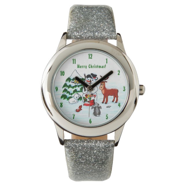 Relógio Feliz Natal! Neve com Amigos (Frente)