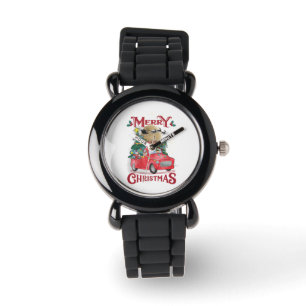 Relógio Feliz Natal Vintage Red Papais noeis Caminhão