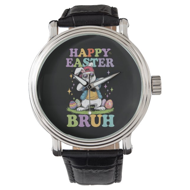Relógio Feliz Páscoa Bruh Coelho Bunny Dabbing Engraçado I (Frente)