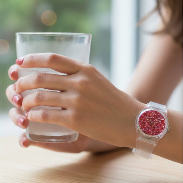 Relógio feminino com pulseira transparente e brilh (Criador carregado)
