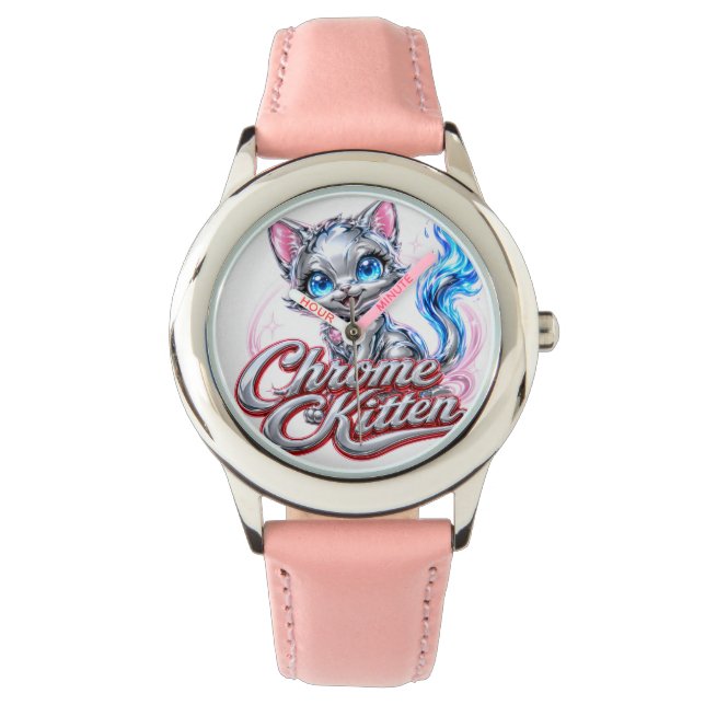 Relógio feminino estilo Chrome Kitten (Frente)