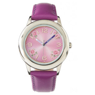 Relógio Feminino Floral Rosa Com Rosas