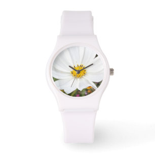 Relógio feminino Jardim de Flores Cosmos Branco