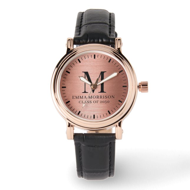 Relógio Feminino Monogramado em Rose Gold (Frente)