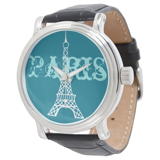Relógio feminino Torre Eiffel Turquesa Paris (Angular)