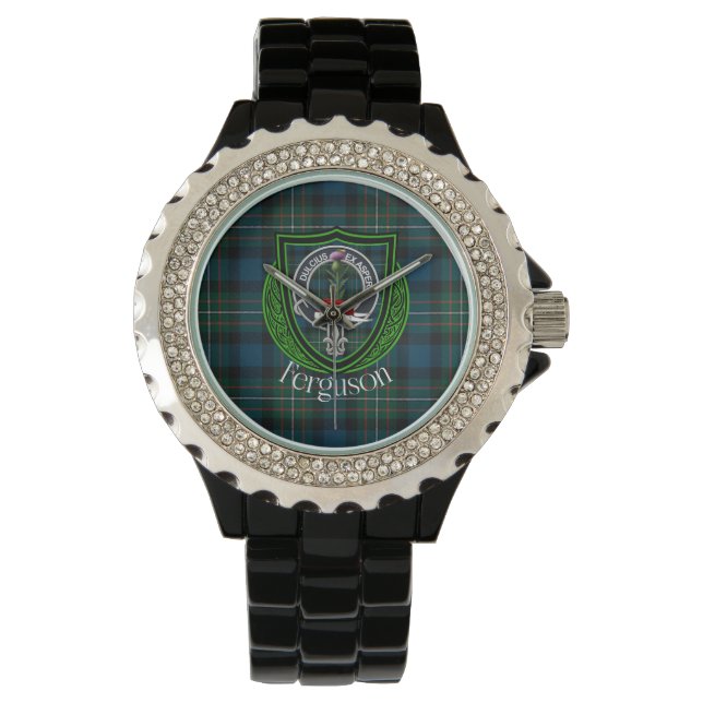 Relógio Ferguson Scottish Clan Tartan & Crest (Frente)