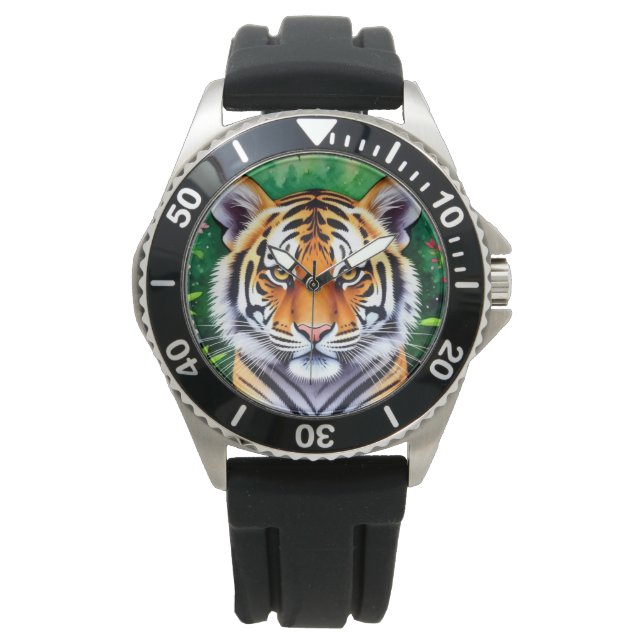 Relógio Filhote de tigre botânico ousado (Frente)