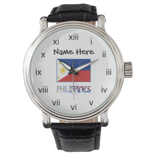 Relógio Filipinas e Bandeira Filipina e Seu Nome
