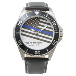 Relógio *~* Fino Blue Line Flag Men Policial Man's