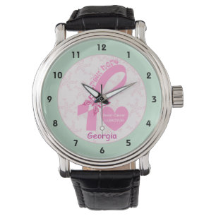 Relógio Fita cor-de-rosa Sobrevivente do câncer da mama,
