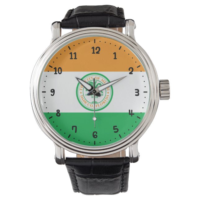 Relógio Flag of Miami, Florida Wrist Watch (Frente)